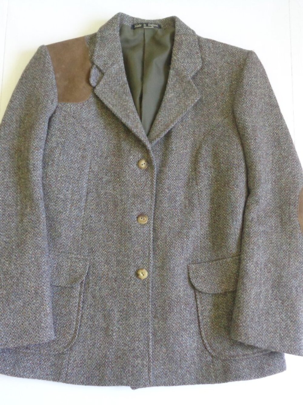 L.L. Bean Harris Tweed Wool Blazer Coat Women's 12R Vintage Made In England